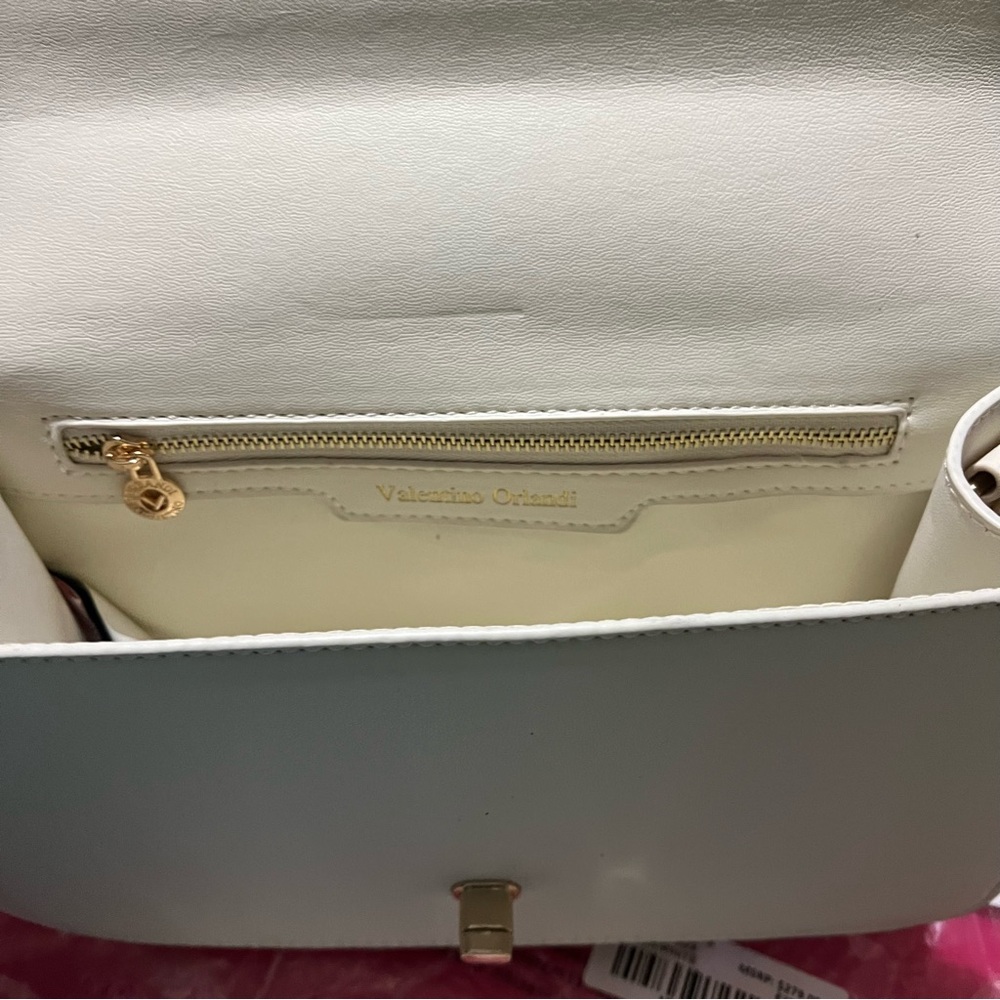 Valentino Orlandi White Quilted Vegan Leather Bag Gold  Hardware NWT MSRP $279 - Picture 5 of 9